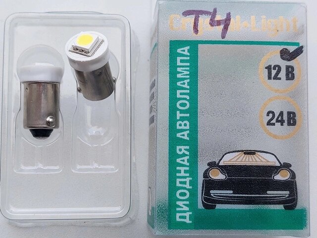 Лампа світлодіодна T4 12V BA9S Білий (CL) T4 1SMD (50/50) Код/Артикул 30 4081 від компанії greencard - фото 1