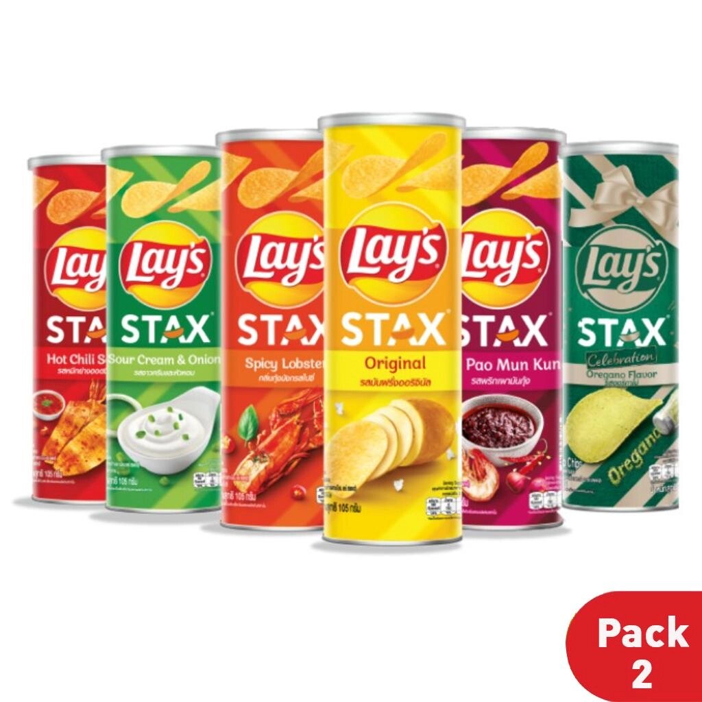 Lay's Картопляні чіпси Stax, Тайський смак, Тайська закуска, 105 г (Упаковка з 2 шт.) Під замовлення з Таїланду за 30 від компанії greencard - фото 1