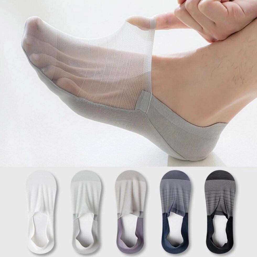 Літні сітчасті низькі шкарпетки, що дихають, чоловічі силіконові нековзні невидимі шкарпетки, повсякденні однотонні від компанії greencard - фото 1