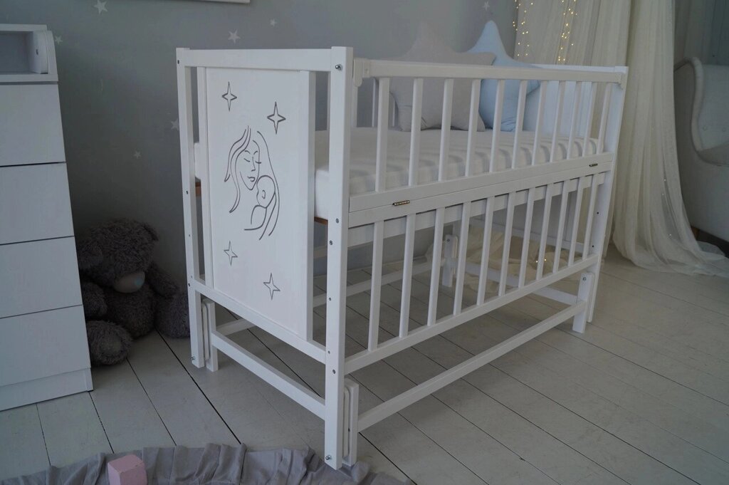 Ліжко дитяче Baby Comfort Матуся з маятником біла Код/Артикул 15 від компанії greencard - фото 1