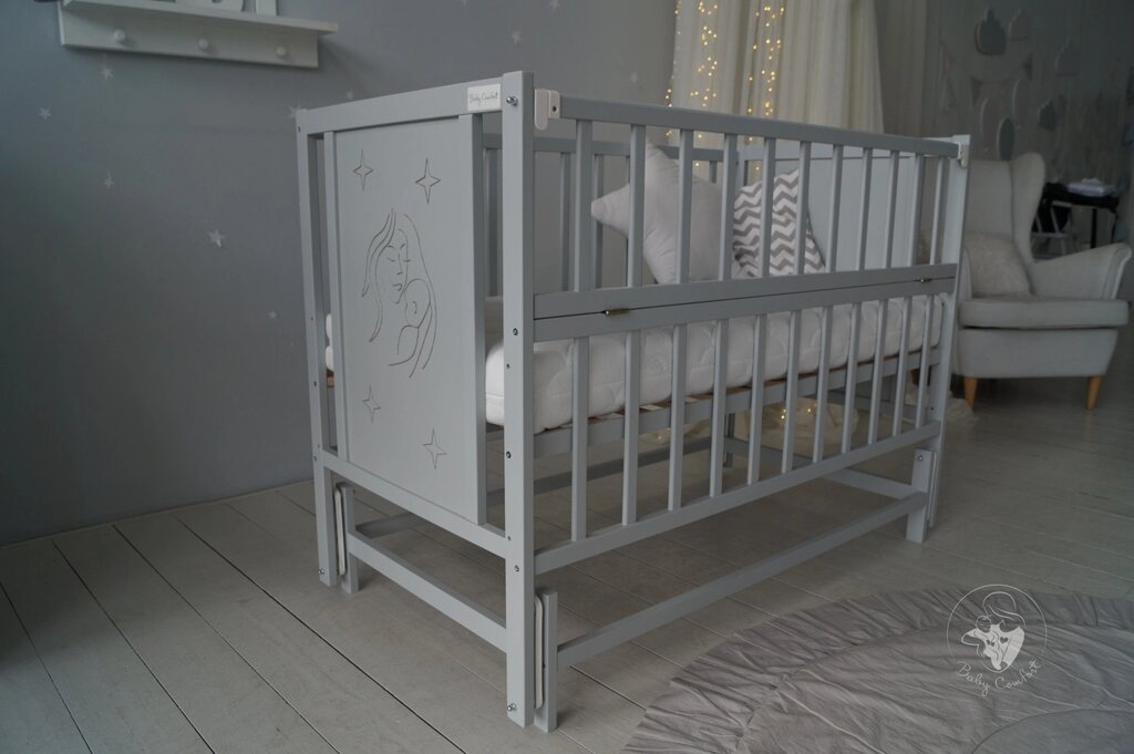 Ліжко дитяче Baby Comfort Матуся з маятником сірий Код/Артикул 15 від компанії greencard - фото 1