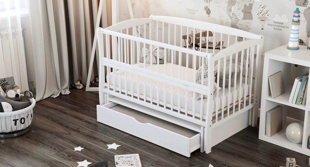 Ліжко дитяче Дубік-М Еліт біле з шухлядою Код/Артикул 15 від компанії greencard - фото 1