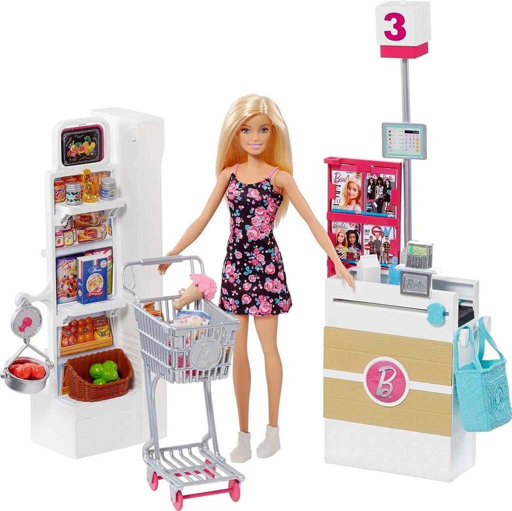 Лялька Барбі та ігровий набір, супермаркет,25 аксесуарами. Barbie Supermarket Код/Артикул 75 792 від компанії greencard - фото 1