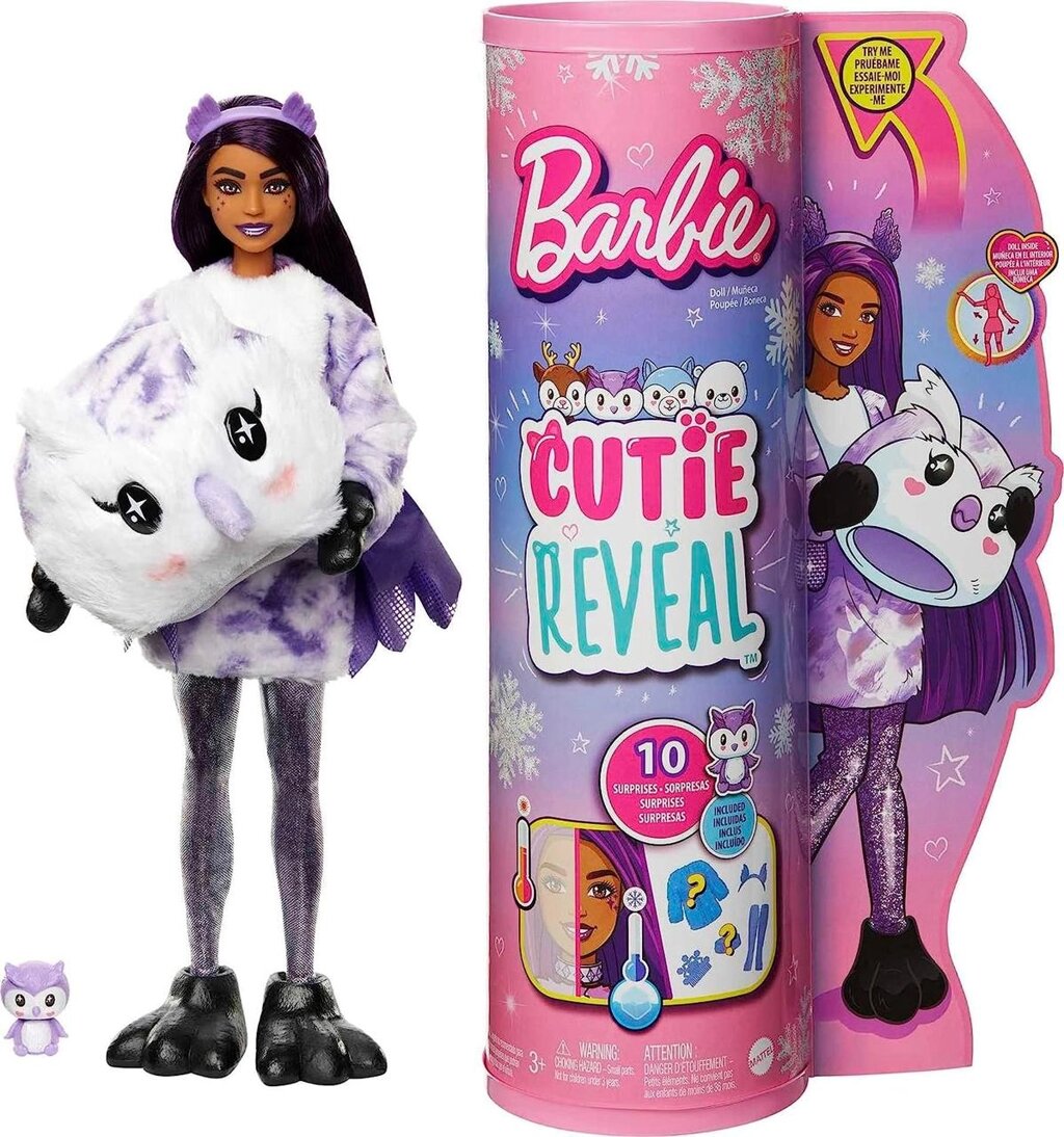 Лялька Barbie Cutie Reveal, плюшевий костюм сови серії Snowflake Sparkle Код/Артикул 75 793 від компанії greencard - фото 1