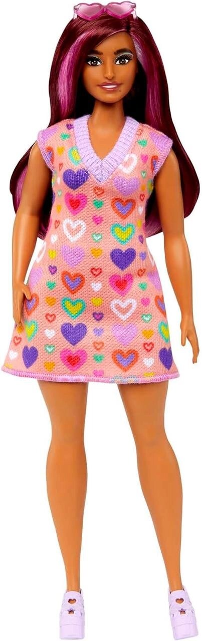 Лялька Barbie Fashionistas 207 із сукнею-светром із принтом сердечка Код/Артикул 75 935 від компанії greencard - фото 1