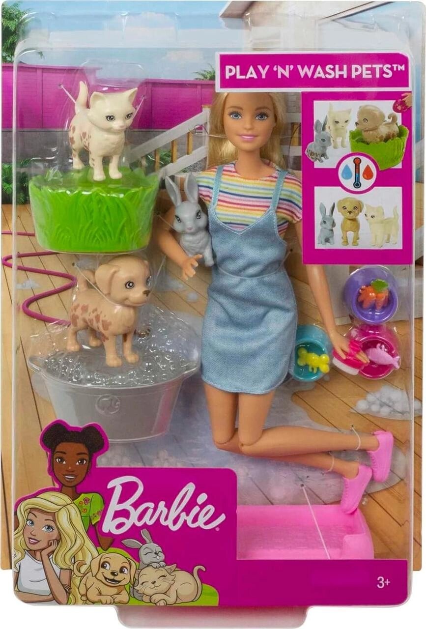Лялька Barbie з вихованцями, купай та грайся. 3 Color-Change Animals Код/Артикул 75 1107 від компанії greencard - фото 1