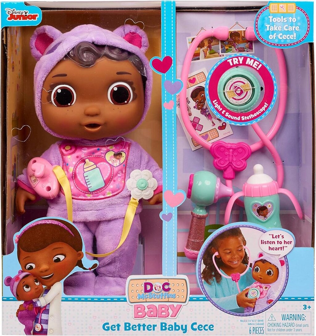 Лялька Disney Junior Doc McStuffins Get Better Baby Cece Лікар Плюшева Код/Артикул 75 542 Код/Артикул 75 542 від компанії greencard - фото 1