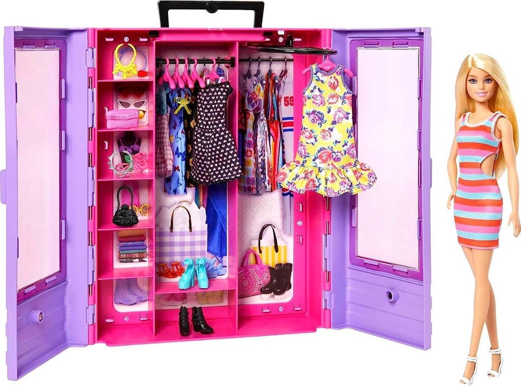 Лялька та ігровий набір Barbie Fashionistas, чудова шафа з одягом Барбі Код/Артикул 75 347 від компанії greencard - фото 1