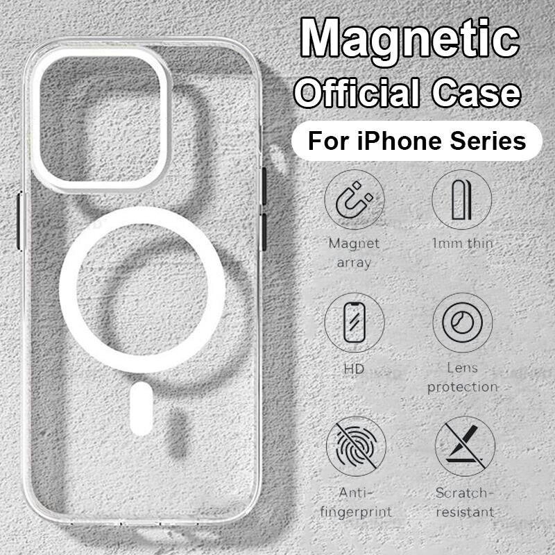 Магнітний чохол для бездротової зарядки iPhone 15 14 13 12 11 Pro Max Plus Mini X XS XR SE, аксесуари з прозорим від компанії greencard - фото 1