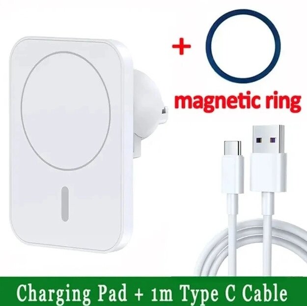 Магнітний тримач із бездротовою зарядкою MagSafe Car Charger для iPhone 12  13  14  15 Код/Артикул 13 від компанії greencard - фото 1