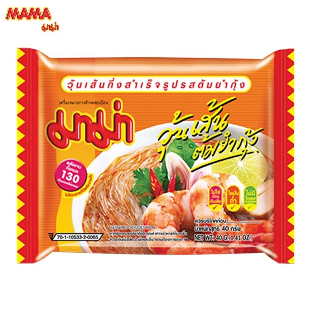 MAMA Вермішель швидкого приготування з квасолею Tom Yum Koong Flavor 40 г x 6 шт / 12 шт / 24 шт - Thai Food Під від компанії greencard - фото 1