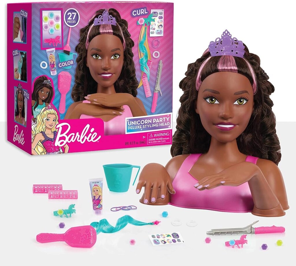 Манекен для зачісок барбі-негритяночка. Barbie Unicorn Party Styling Head Код/Артикул 75 482 від компанії greencard - фото 1