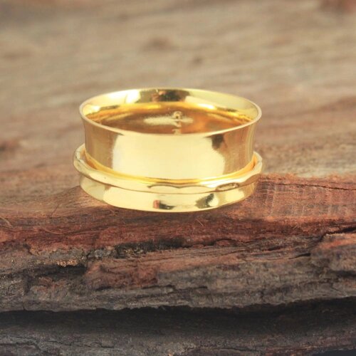 Meditation Spinner Ring 100% стерлінгового срібла 925 проби Ювелірні вироби ручної роботи із жовтим покриттям під