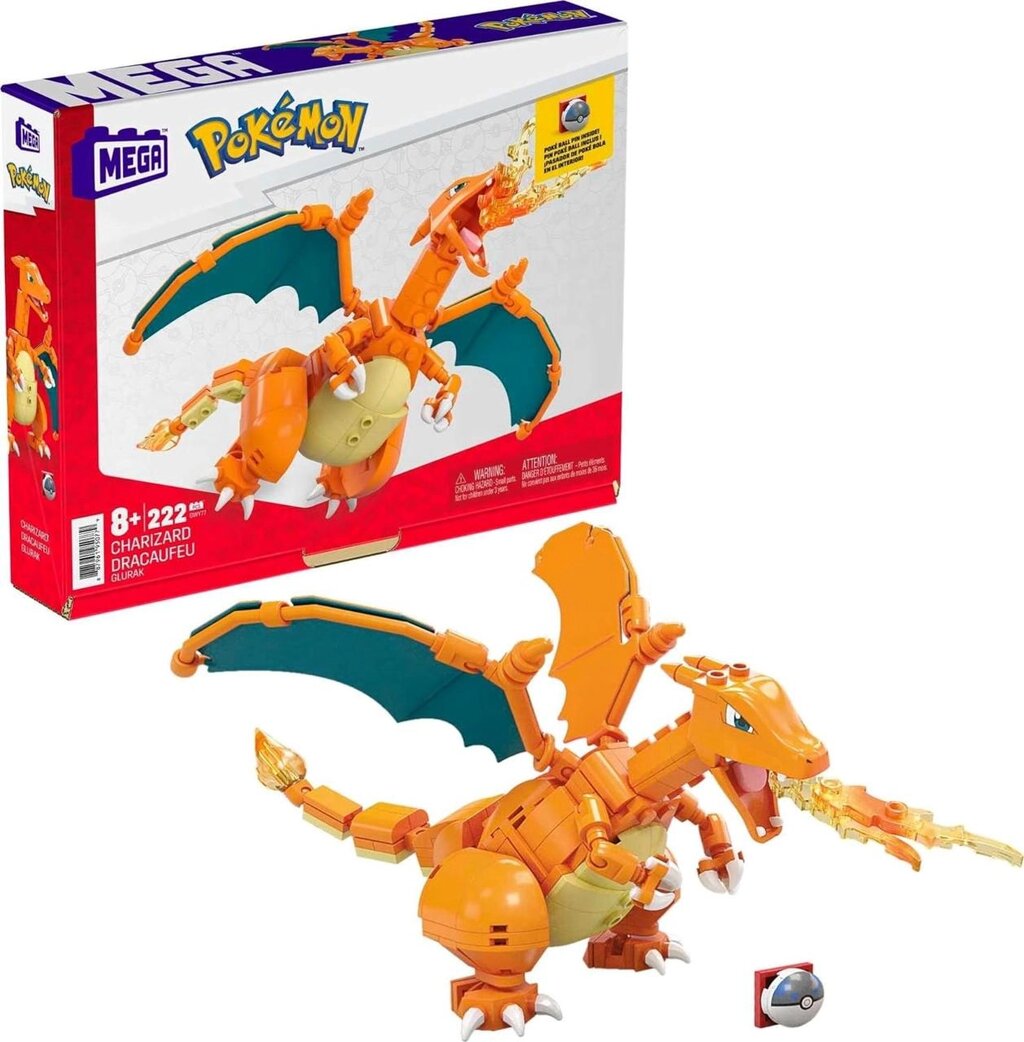 MEGA Pokmon Action Figure Building Toys Set, Charizard Чарізард 222 деталі Код/Артикул 75 799 Код/Артикул 75 799 від компанії greencard - фото 1