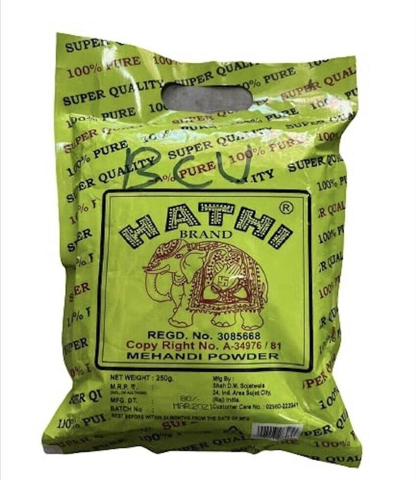 Мехенді: натуральна хна (250 г), Mehandi Powder,  Hathi Під замовлення з Індії 45 днів. Безкоштовна доставка. від компанії greencard - фото 1