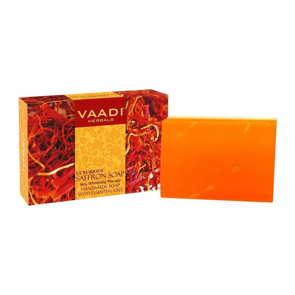 Мило для відбілювання шкіри із Шафраном (75 г), Luxurious Saffron Soap Skin Whitening Therapy,  Vaadi Herbals під від компанії greencard - фото 1