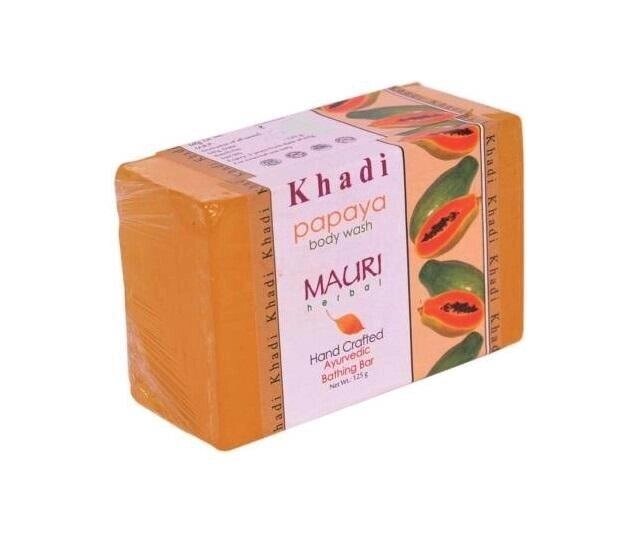 Мило ручної роботи з Папаєю (125 г), Papaya Body Wash,  Khadi Mauri Під замовлення з Індії 45 днів. Безкоштовна від компанії greencard - фото 1