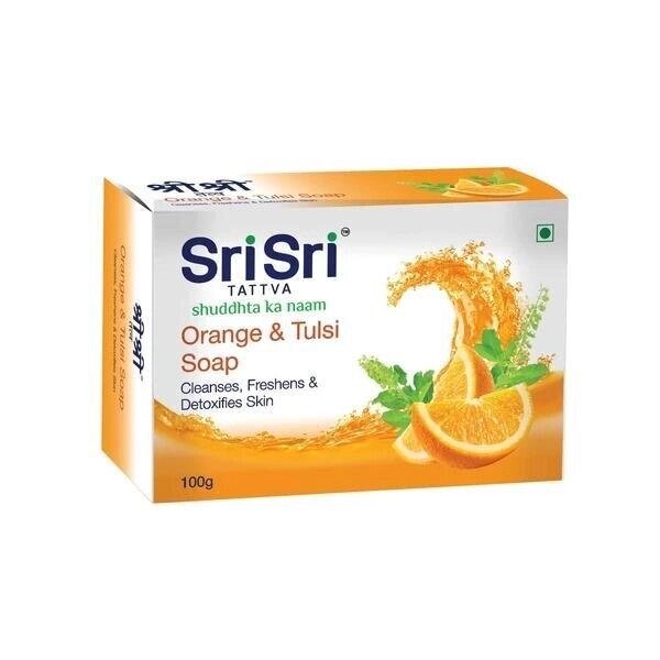 Мило з Апельсином та Тулсі (100 г), Orange & Tulasi Soap,  Sri Sri Tattva Під замовлення з Індії 45 днів. Безкоштовна від компанії greencard - фото 1