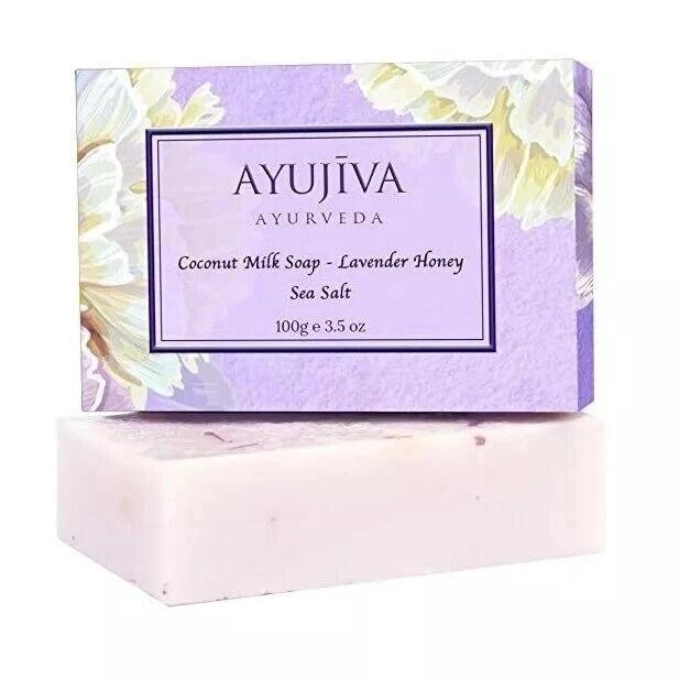 Мило з Кокосовим молоком, Лавандою, Медом та Морською сіллю (100 г), Luxury Classic Coconut Milk Soap With Lavender від компанії greencard - фото 1