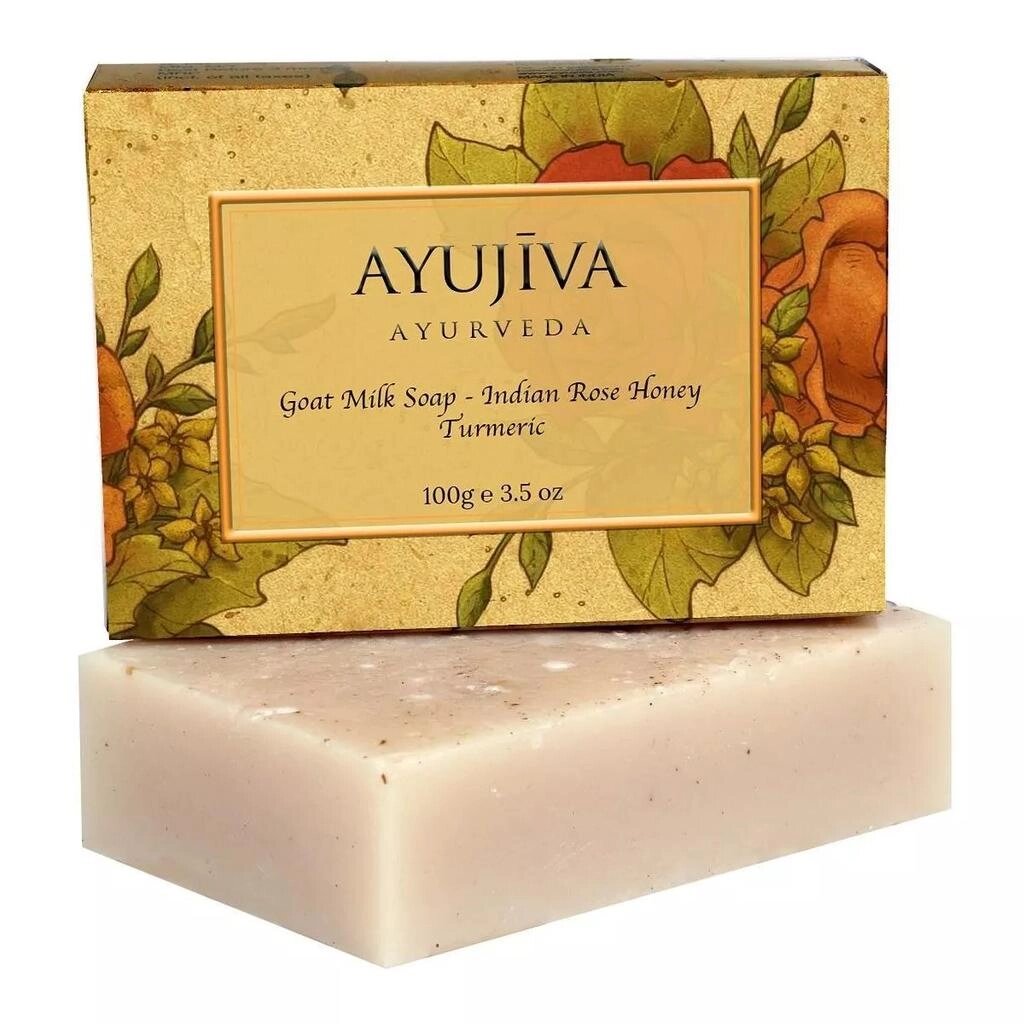 Мило з Козячим молоком, Трояндою, Медом та Куркумою (100 г), Luxury Classic Goatmilk Soap with Indian Rose, Honey, від компанії greencard - фото 1