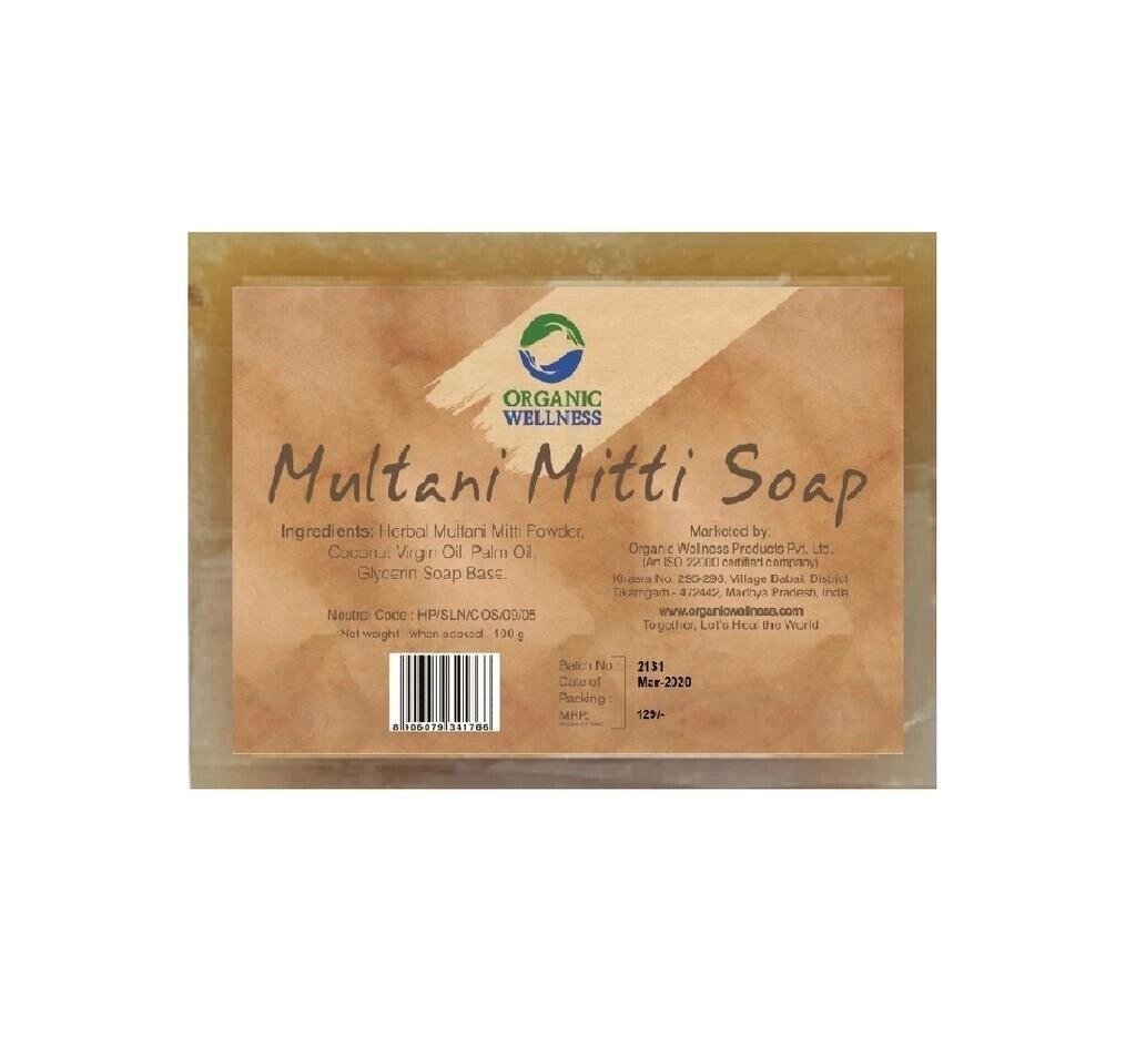 Мило з Мултані Мітті: для очищення шкіри (100 г), Multani Mitti Soap,  Organic Wellness Під замовлення з Індії 45 днів. від компанії greencard - фото 1