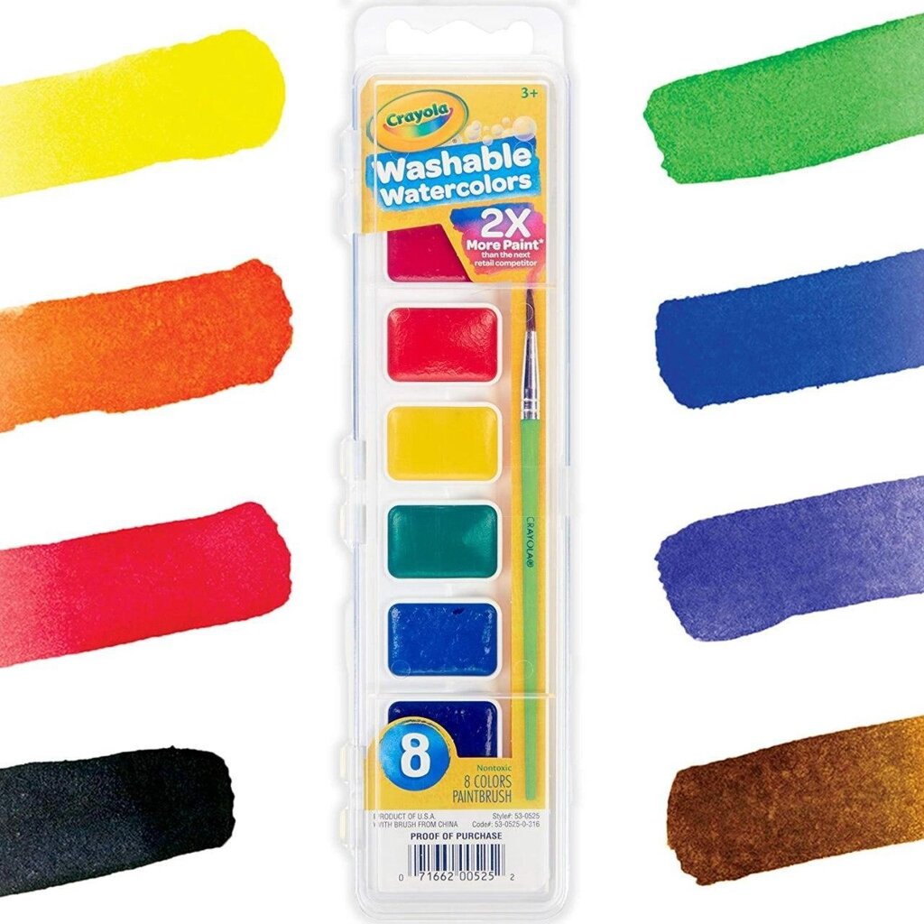 Мийні акварельні фарби від Crayola. Washable Watercolors Код/Артикул 75 2004020 Код/Артикул 75 2004020 Код/Артикул 75 від компанії greencard - фото 1