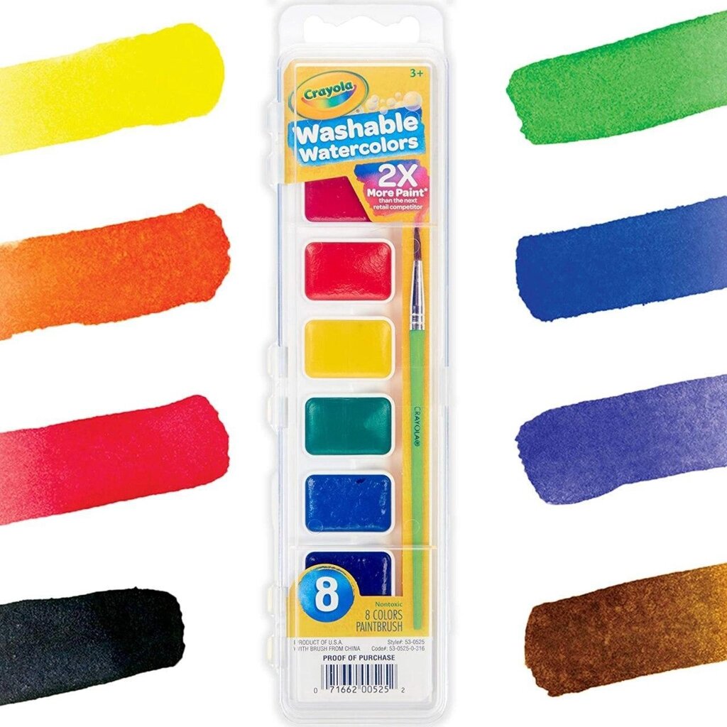 Мийні акварельні фарби від Crayola. Washable Watercolors Код/Артикул 75 2004020 від компанії greencard - фото 1