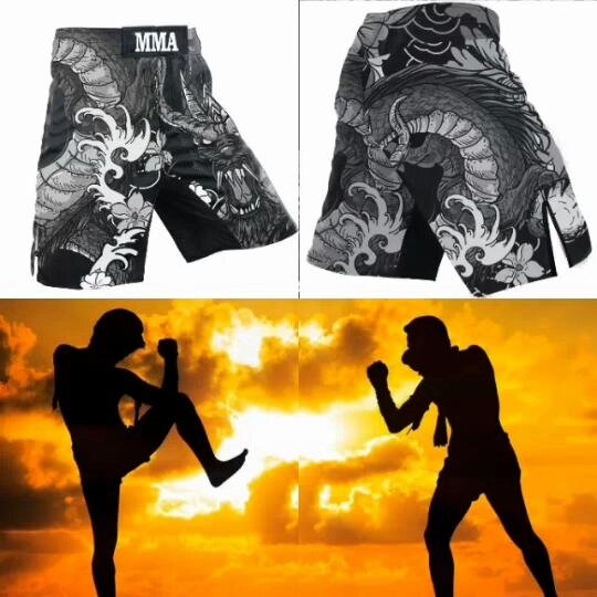 ММА чоловічі шорти із драконом, штани для тайського боксу, кікбоксинг, боксери, бойові тренування, фітнес, тренажерний від компанії greencard - фото 1