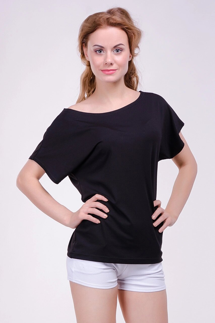 Модна жіноча футболка "Хуліганка", однотонна, чорна Код / Артикул 24 100, чорний від компанії greencard - фото 1