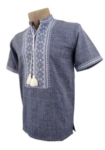 Чоловіча вишита сорочка на короткий рукав із геометричним орнаментом Код/Артикул 64 11023