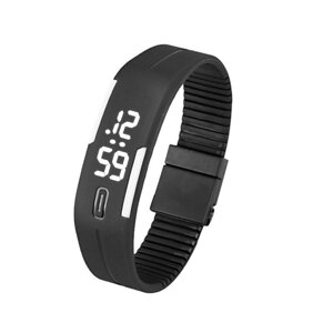 Чоловічий жіночий гумовий світлодіодний годинник Дата Спортивний браслет Цифровий наручний годинник Чорно-білий