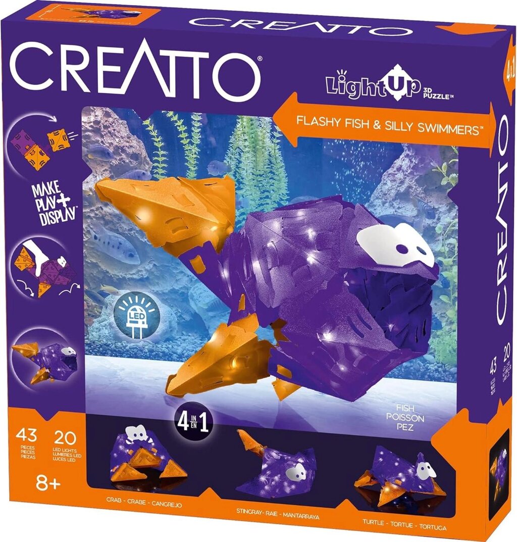 Набір 3D Creatto Flashy Fish Silly Swimmers. Водний світ світлодіодний Код/Артикул 75 536 Код/Артикул 75 536 від компанії greencard - фото 1