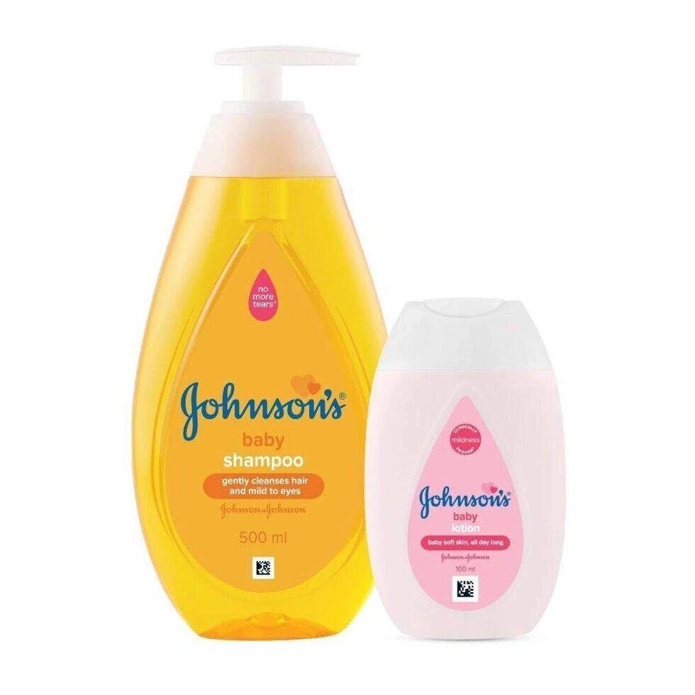 Набір для догляду за дитячим волоссям та шкірою (500 мл + 100 мл), Baby Shampoo & Lotion Set,  Johnson’s Baby Під від компанії greencard - фото 1