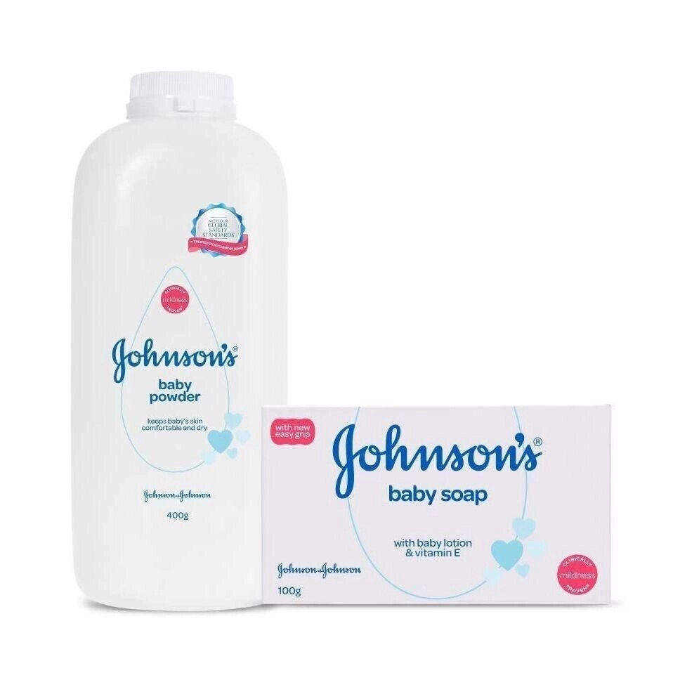 Набір для догляду за дитячою шкірою (400 г + 100 г), Baby Powder & Soap Set,  Johnson’s Baby Під замовлення з Індії 45 від компанії greencard - фото 1