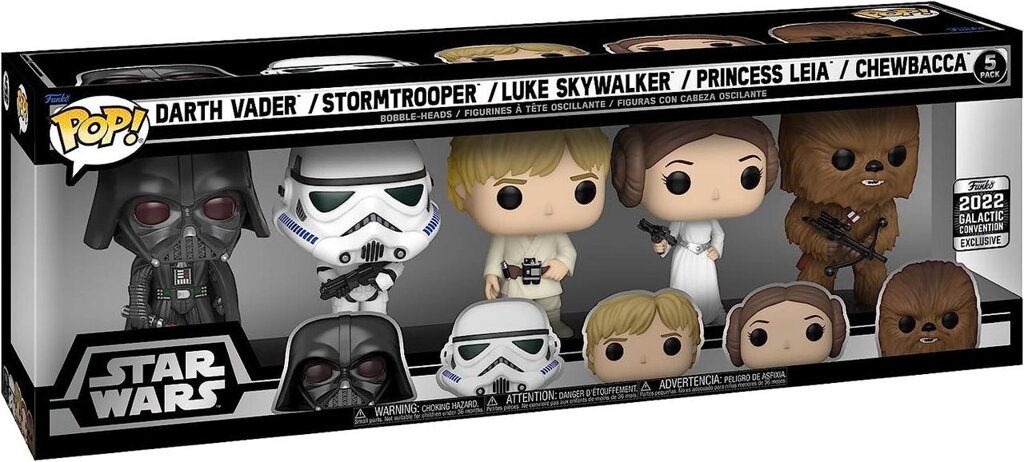 Набір Фанко Поп 64122 Funko Pop! Star Wars 5 фигурок Darth Vader, Stormtrooper, Luke , Leia, Chewbacca Код/Артикул 75 від компанії greencard - фото 1