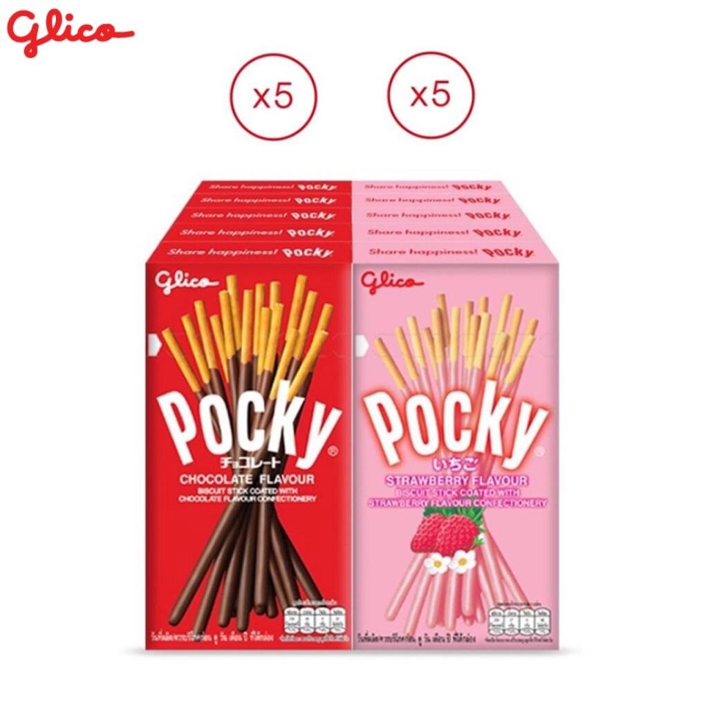 Набір Glico Pocky Duo Happiness, бісквітні палички, вкриті шоколадом та полуницею, всього 10 шт. - Тайська закуска Під від компанії greencard - фото 1