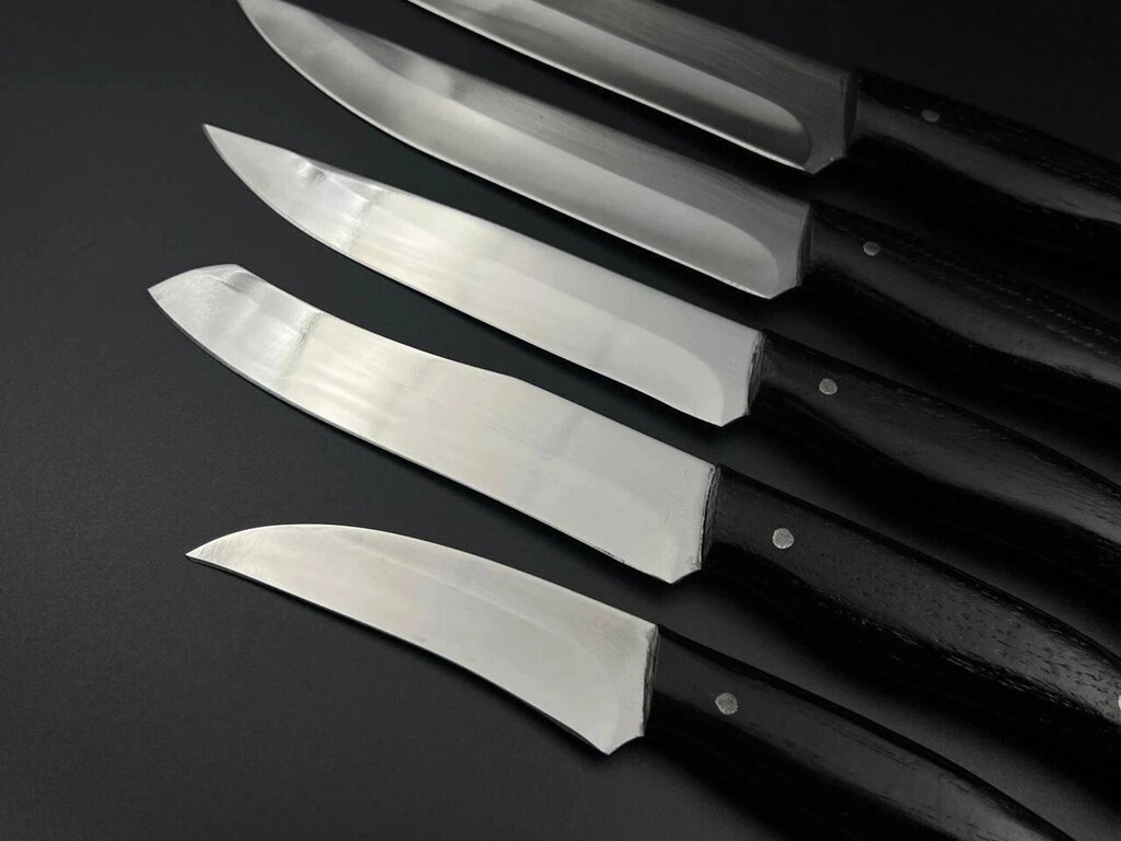 Набір кухонних ножів ручної роботи «Лисячий хвіст #3» чорна ручка, 65Х13/57HRC Код/Артикул 27 HYT97872 від компанії greencard - фото 1