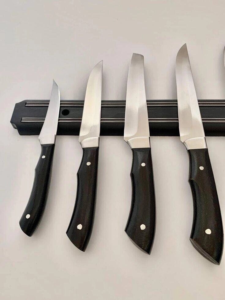 Набір кухонних ножів ручної роботи «П'ятірка #1» чорна рукоять, 65х13/57 HRC Код/Артикул 27 HYT97690 від компанії greencard - фото 1