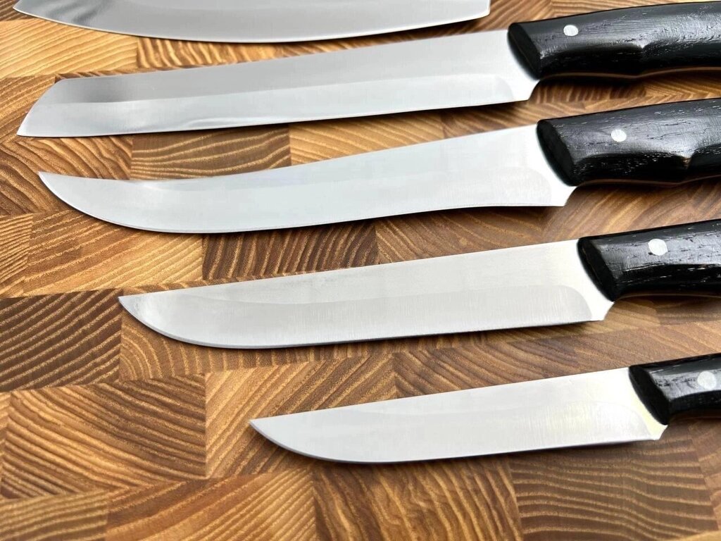 Набір кухонних ножів ручної роботи «Універсальний #1» чорна рукоять, 65Х13/57 HRC Код/Артикул 27 HYT97809 від компанії greencard - фото 1