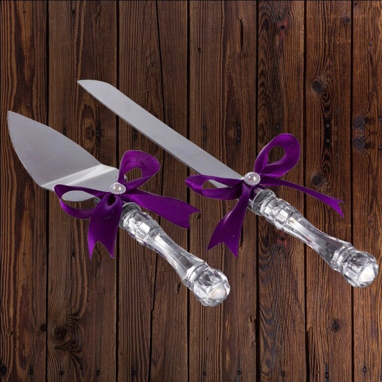 Набір ніж і лопатка для весільного торта (фіолетовий колір) Код/Артикул 84 DC-0168-29 від компанії greencard - фото 1