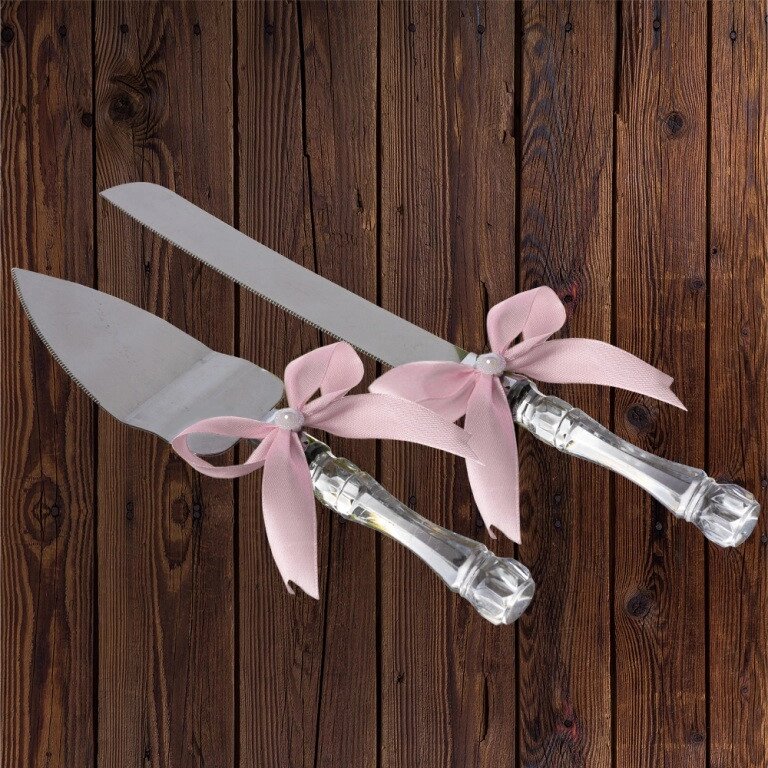 Набір ніж і лопатка для весільного торта (світло-рожевий колір) Код/Артикул 84 DC-0168-14 від компанії greencard - фото 1
