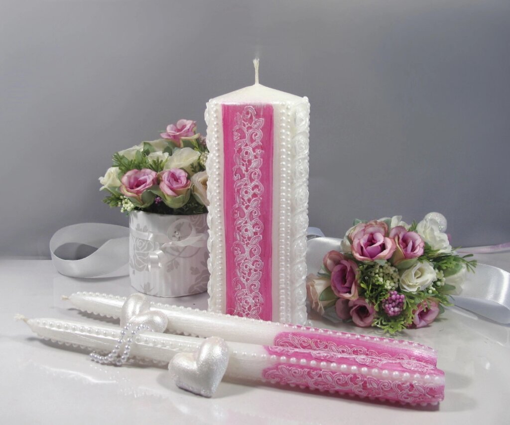 Набір весільних свічок кольору фуксія "Прованс-фуксія" Код/Артикул 84 НПф від компанії greencard - фото 1