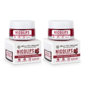 Набір скраб-бальзам для освітлення губ (2 x 20 г), NicoLips Lip Lightening Scrub Balm Set, Bella Vita під замовлення з