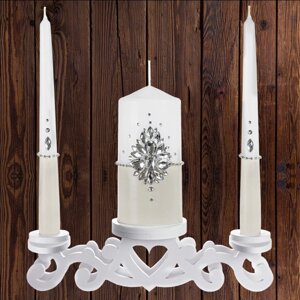 Набір весільних свічок з камінням, бежевий колір (арт. CAND-098) Код/Артикул 84 CAND-098