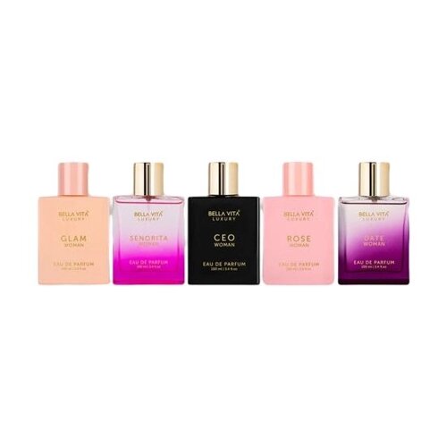 Набір парфумованої жіночої води (5 х 100 мл), Glam, Senorita, CEO, Rose & Date Eau De Parfum Set, Bella Vita під