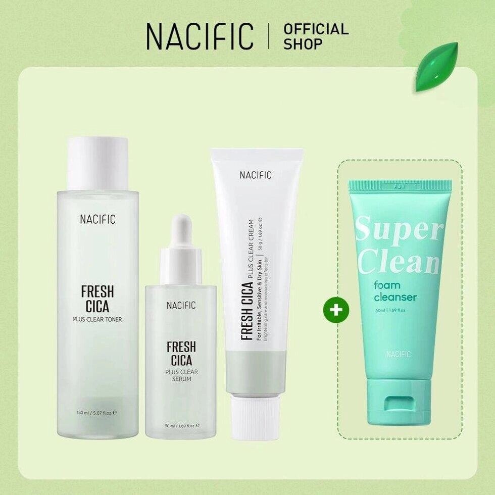 NACIFIC Fresh Cica Plus Clear Set (тонік, сироватка, крем) + подарунок під замовлення з кореї 30 днів доставка від компанії greencard - фото 1