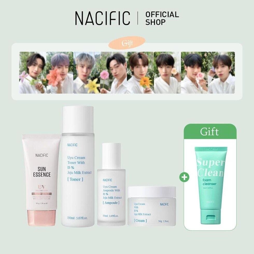 [NACIFIC x ATEEZ] Flowering Uyu Cream Moisturizing Set (5 засобів по догляду за шкірою) + ATEEZ OT8 + Листівка + від компанії greencard - фото 1