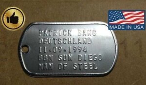 НАТОвський армійський жетон із Вашою особистою інформацією. Швидка відправка. Нержавіюча сталь. Жетон ЗСУ. Mil-Tec. Dog
