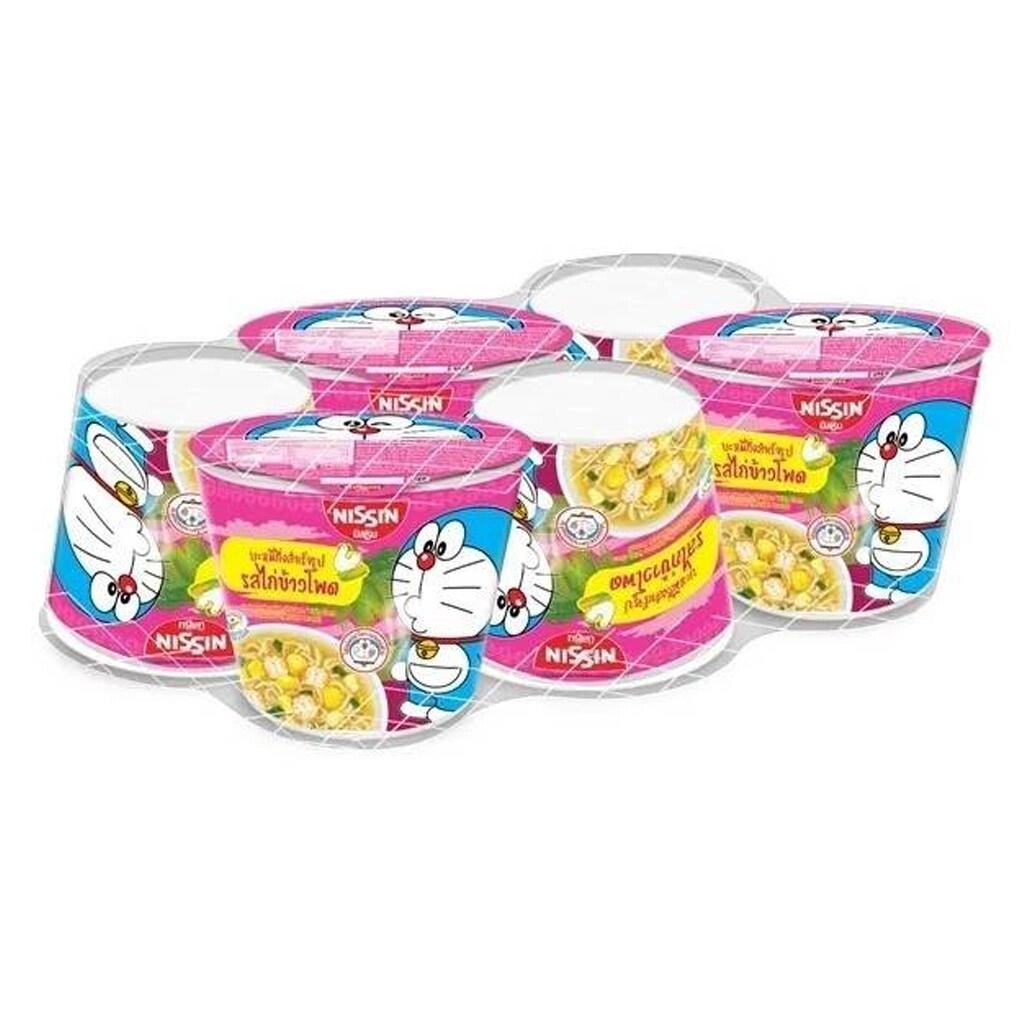 NISSIN Локшина швидкого приготування Doraemon у міні-стаканчику з куркою та смаком кукурудзи 40 г. х 6 шт. Під від компанії greencard - фото 1