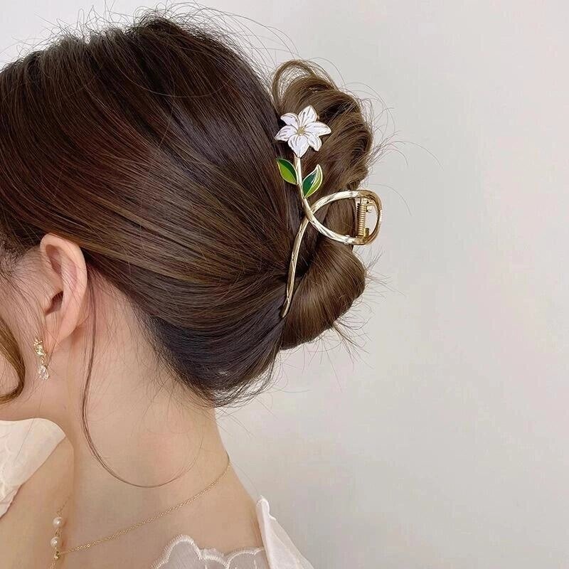 Нові жіночі металеві кіготь для волосся, елегантні шпильки для волосся із золотими квітами, шпилька-краб, пов'язка на від компанії greencard - фото 1